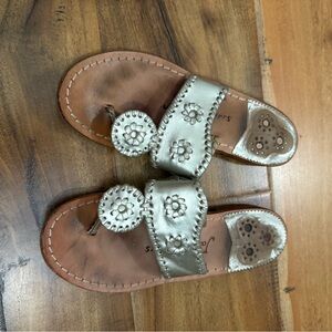 Jack Rogers Gold Floral Sandals